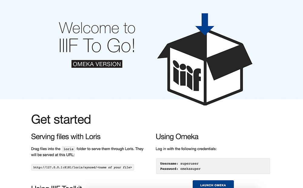 Screenshot of IIIF to Go (Omeka Version)